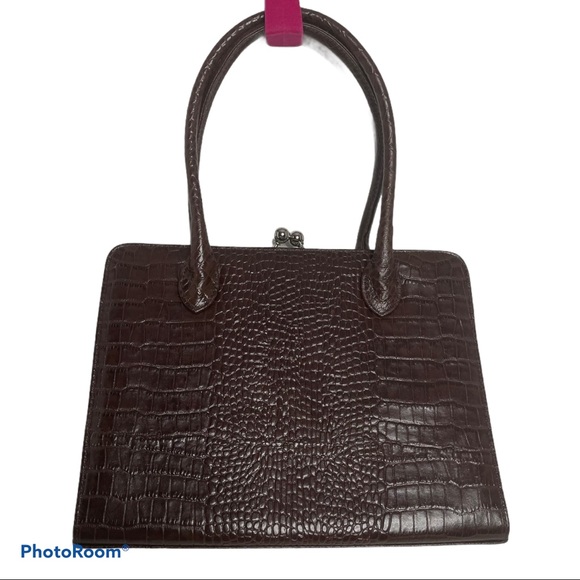 Vintage Bag Faux Croc Lined with Pockets KISS Cut Close - Picture 1 of 11